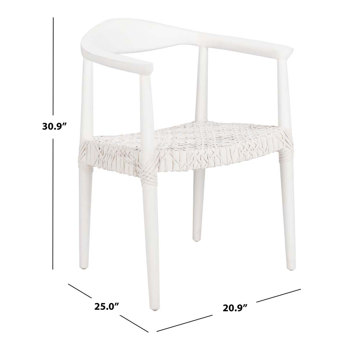Safavieh Juneau Leather Woven Accent Chair , ACH1003 - White Mindi Wood/White Leather