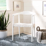 Safavieh Juneau Leather Woven Accent Chair , ACH1003 - White Mindi Wood/White Leather