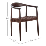 Safavieh Juneau Leather Woven Accent Chair , ACH1003 - Walnut Mindi Wood/Brown Leather