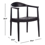 Safavieh Juneau Leather Woven Accent Chair , ACH1003 - Black Mindi Wood/Black Leather