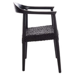 Safavieh Juneau Leather Woven Accent Chair , ACH1003 - Black Mindi Wood/Black Leather