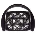 Safavieh Juneau Leather Woven Accent Chair , ACH1003 - Black Mindi Wood/Black Leather