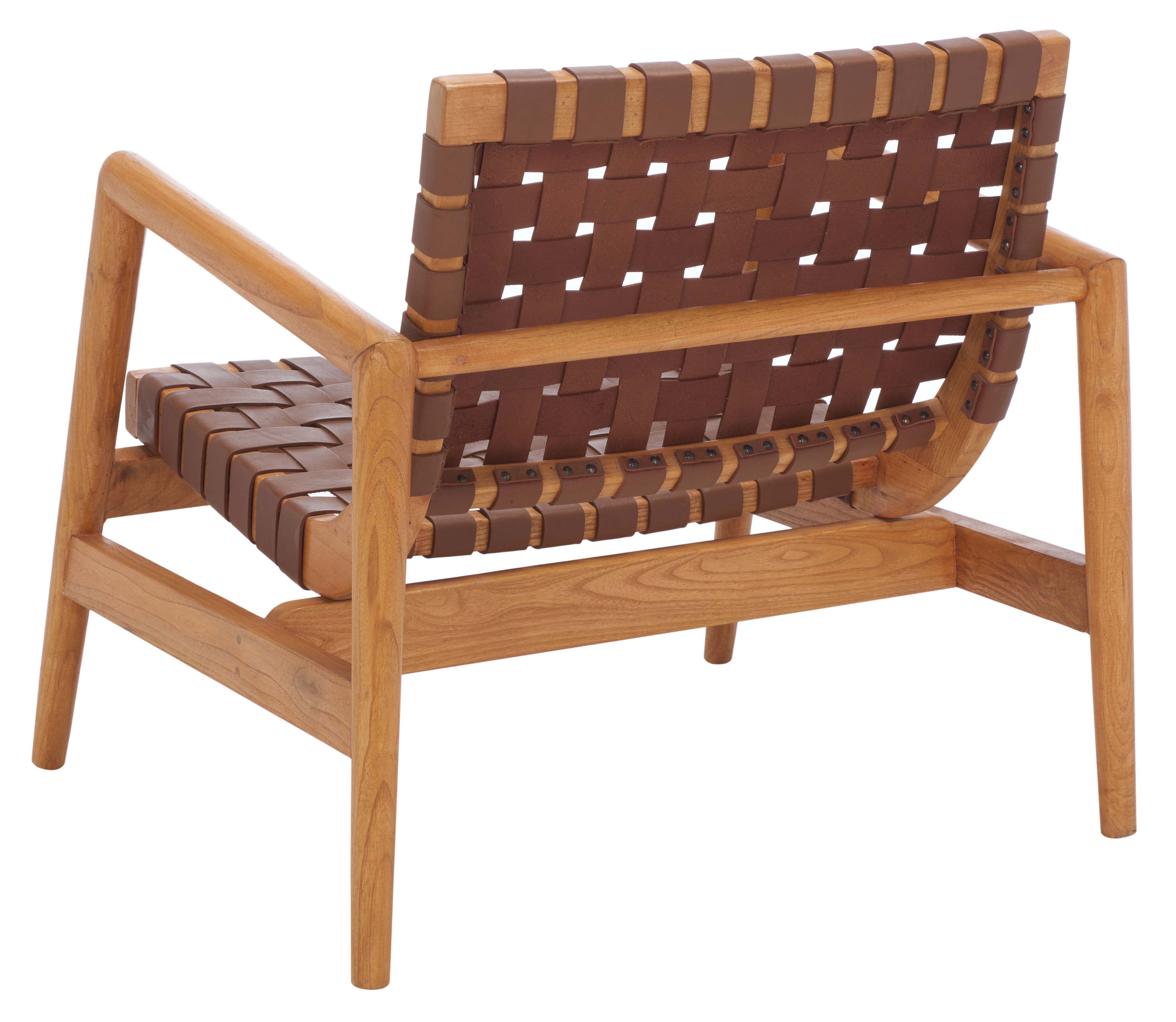 Safavieh Bellona Leather Woven Accent Chair , ACH1004 - Cognac / Natural