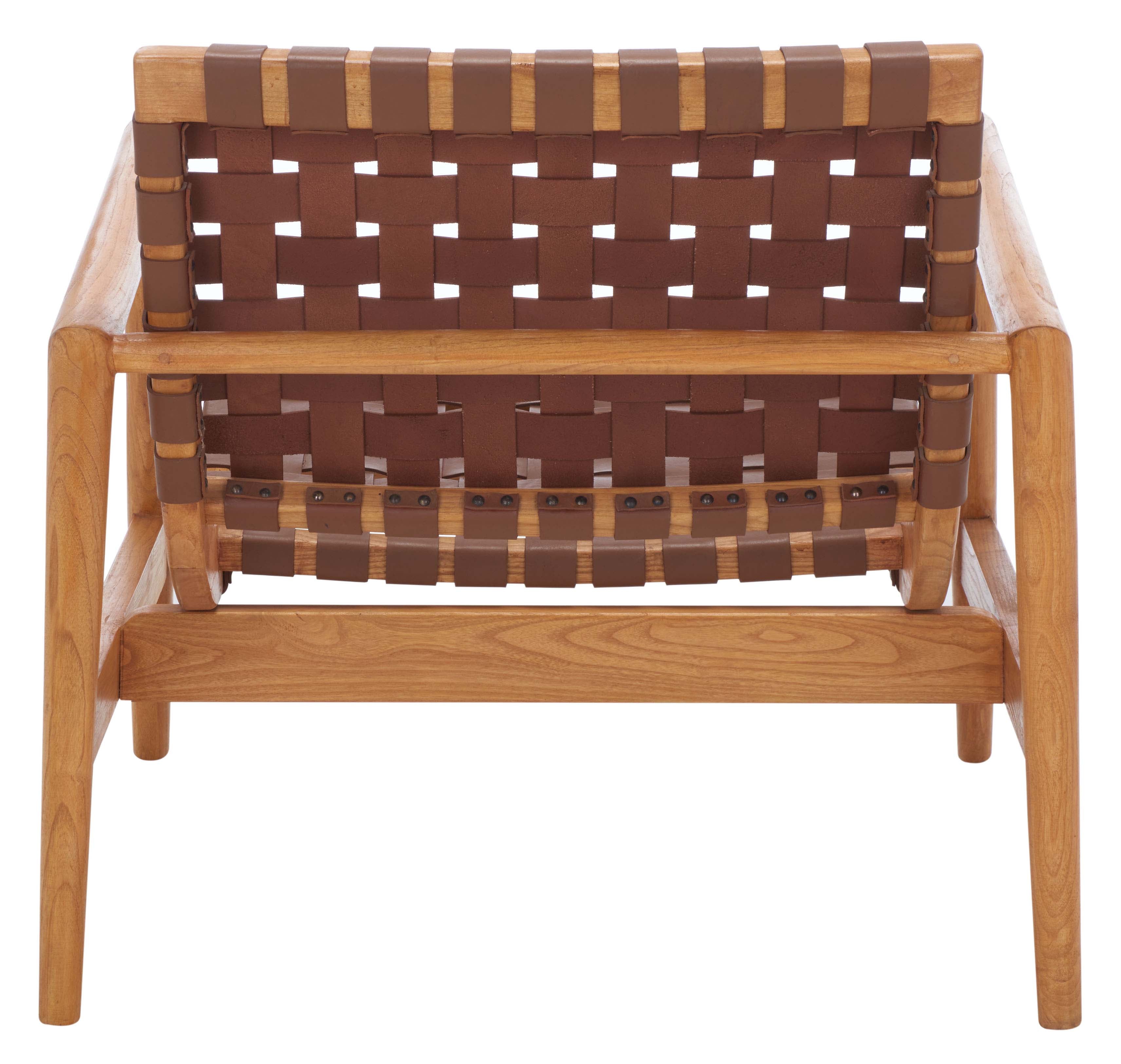 Safavieh Bellona Leather Woven Accent Chair , ACH1004 - Cognac / Natural