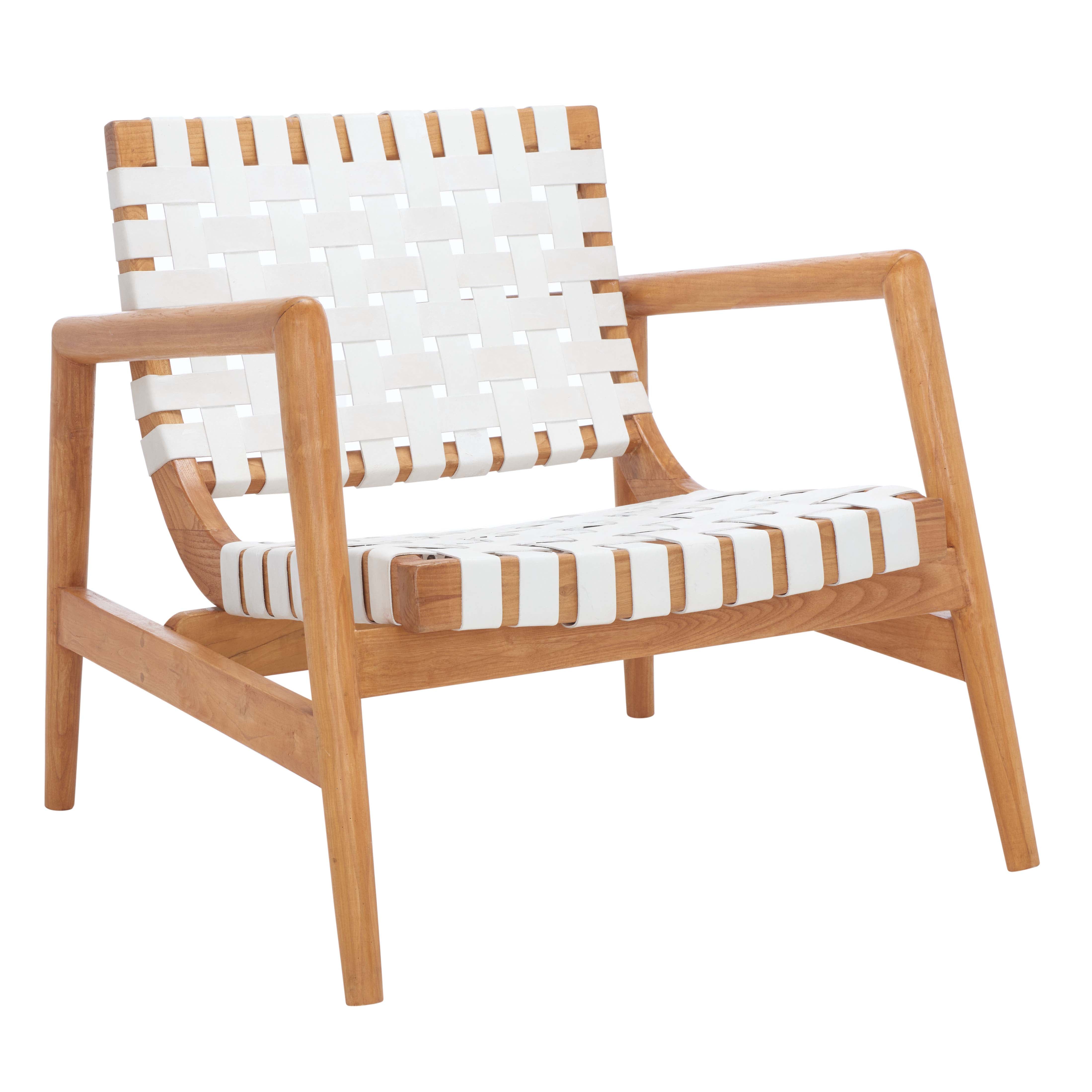 Safavieh Bellona Leather Woven Accent Chair , ACH1004 - White