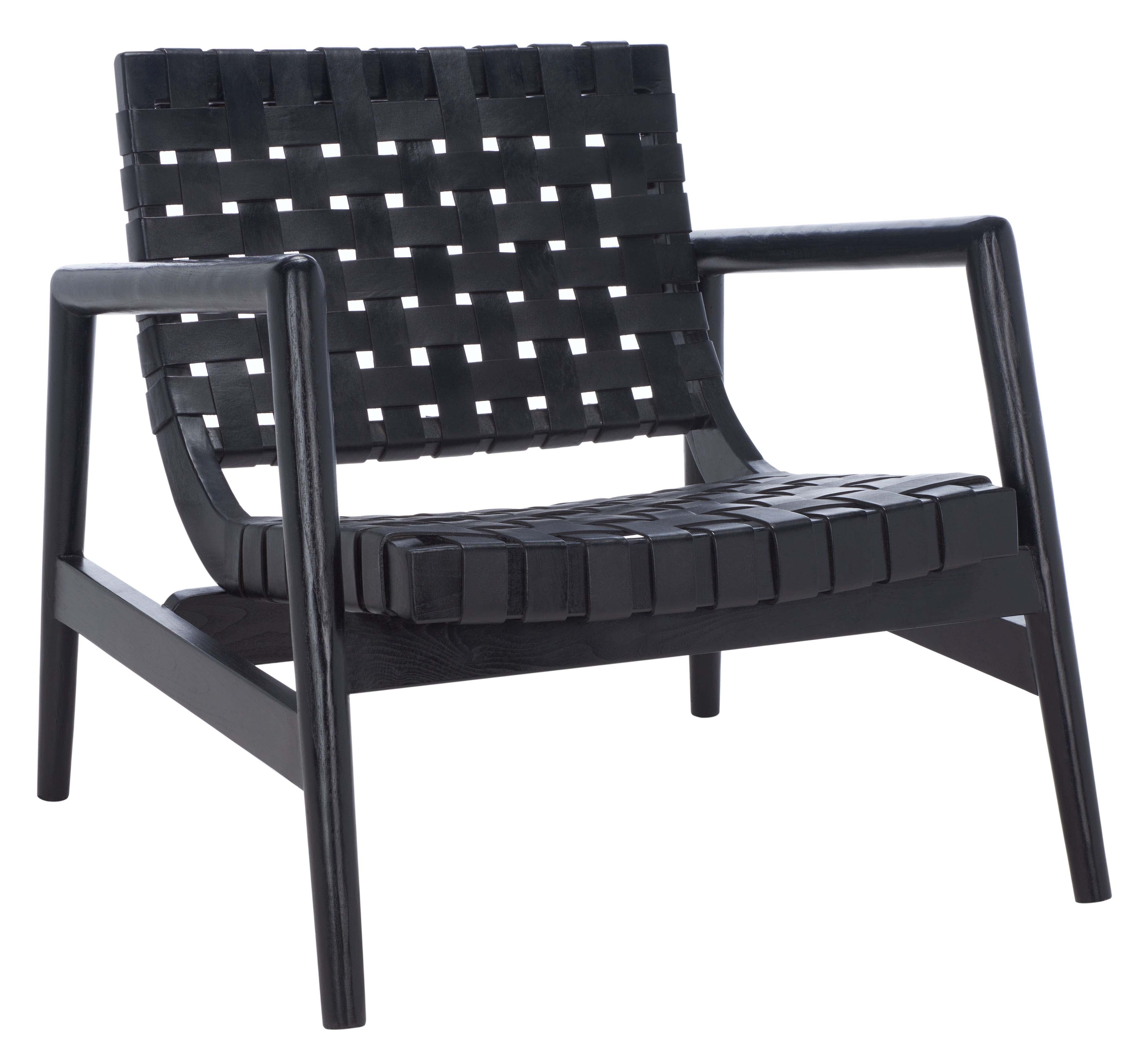 Safavieh Bellona Leather Woven Accent Chair , ACH1004 - Black