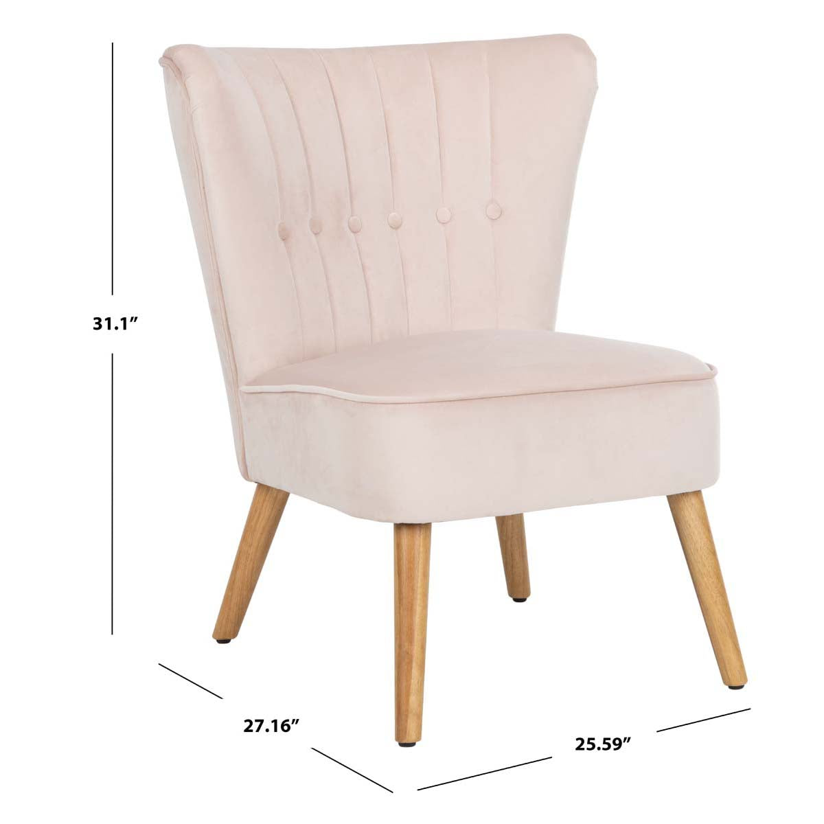 Safavieh June Mid Century Accent Chair , ACH4500 - Blush Pink/Natural