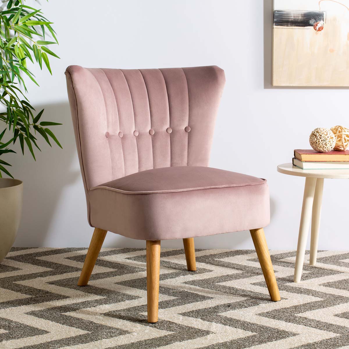 Safavieh June Mid Century Accent Chair , ACH4500 - Mauve/Natural