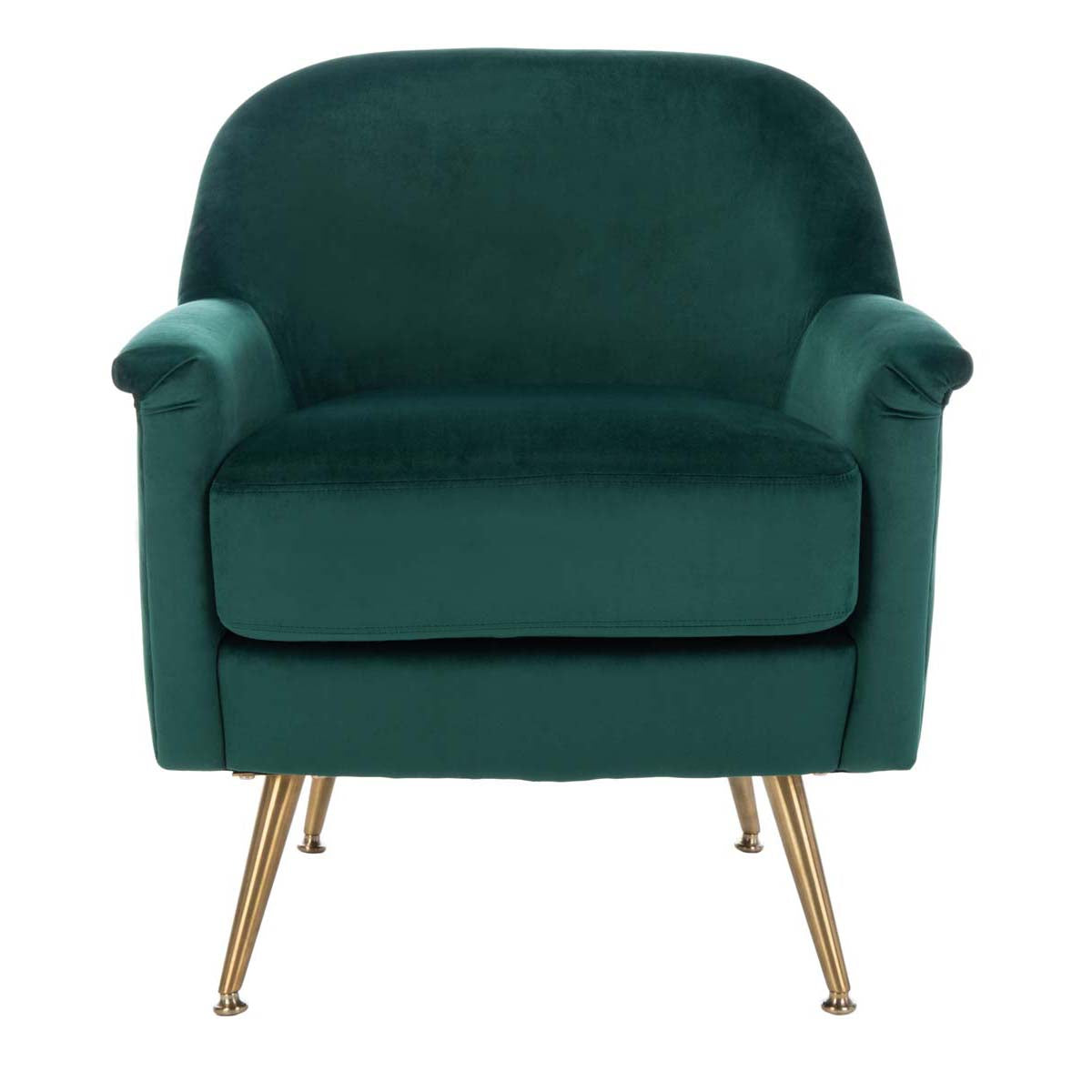 Safavieh Brienne Mid Century Arm Chair , ACH4506 - Emerald Velvet/Brass