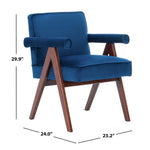 Safavieh Suri Mid Century Arm Chair , ACH4508 - Navy Velvet/Walnut