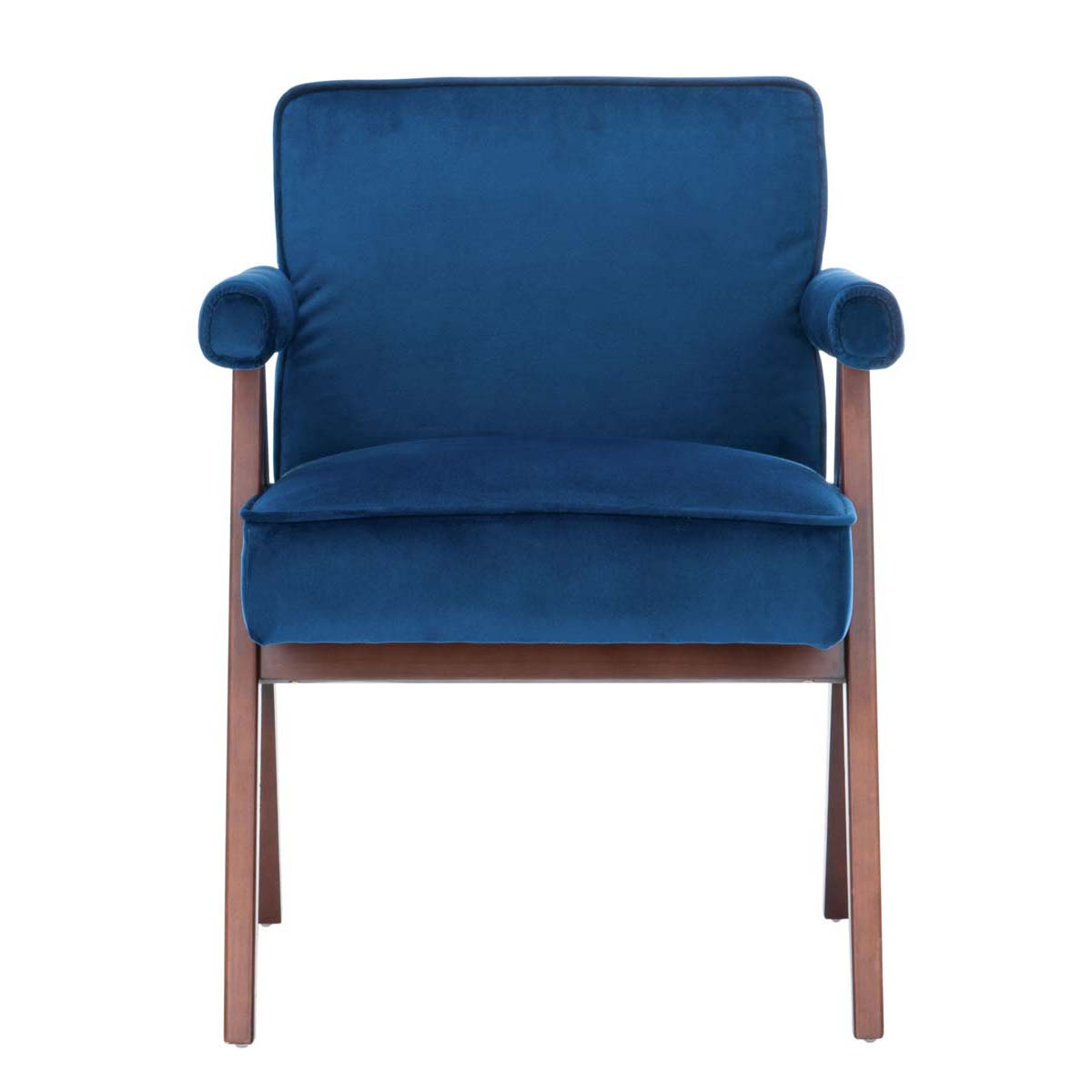 Safavieh Suri Mid Century Arm Chair , ACH4508 - Navy Velvet/Walnut
