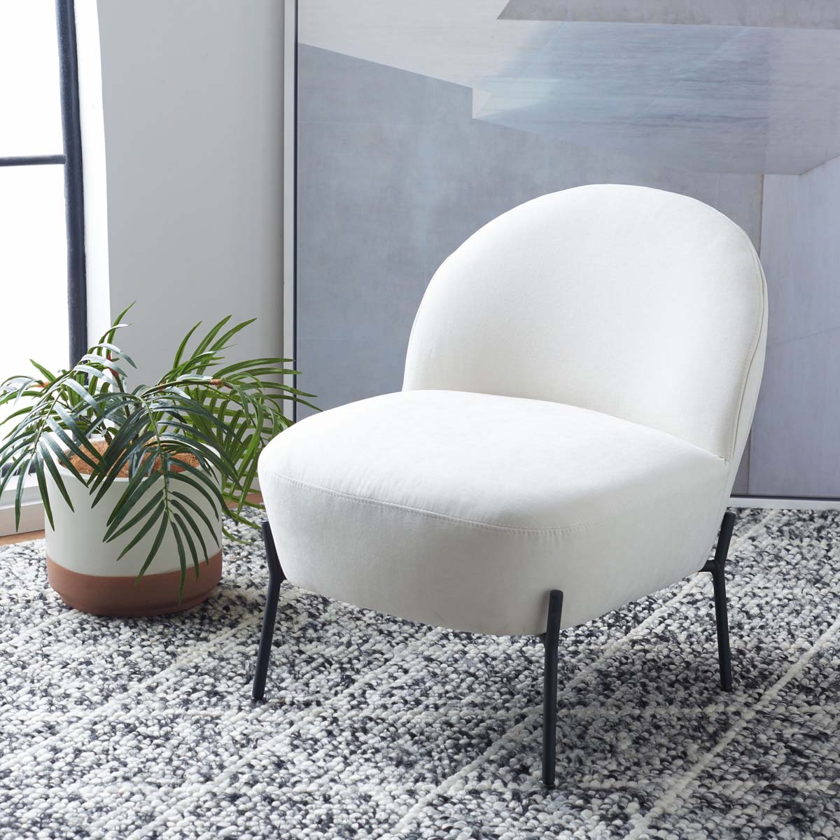 Safavieh Brax Petite Slipper Chair , ACH5101 - Cream / Black