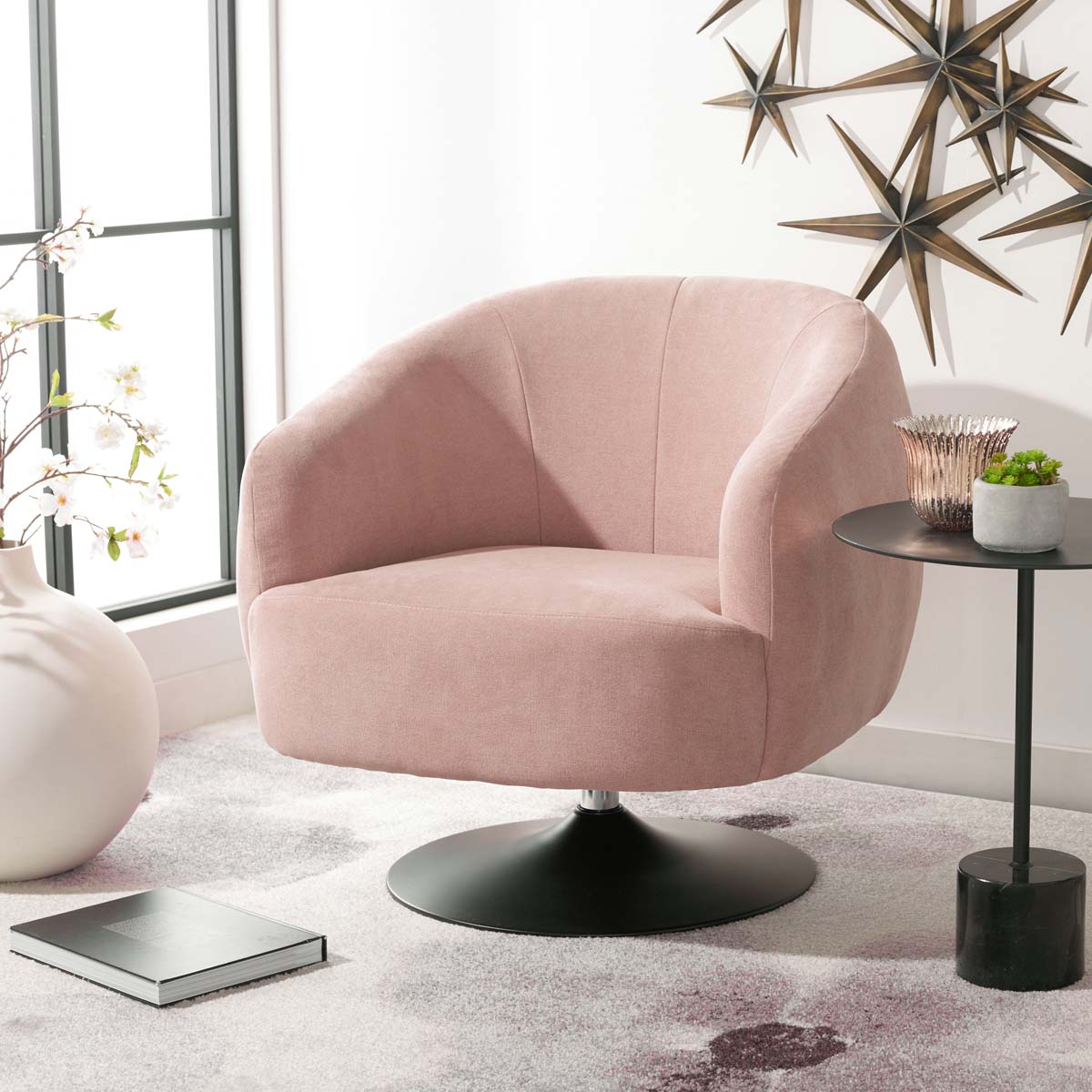Safavieh Ezro Upholstered Accent Chair , ACH5105 - Blush / Black