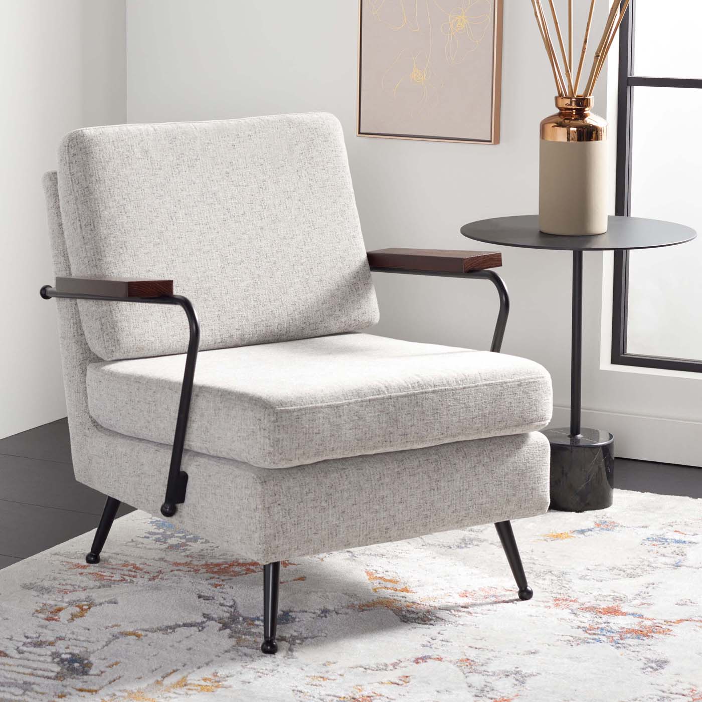 Safavieh Lohan Arm Chair , ACH5201 - Light Grey / Gold