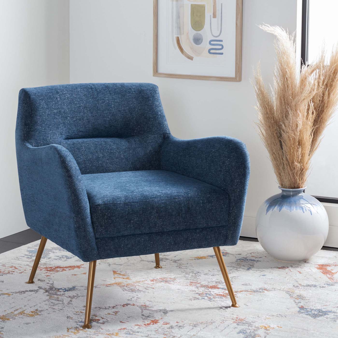 Safavieh Tilbrook Arm Chair , ACH5203 - Navy / Gold