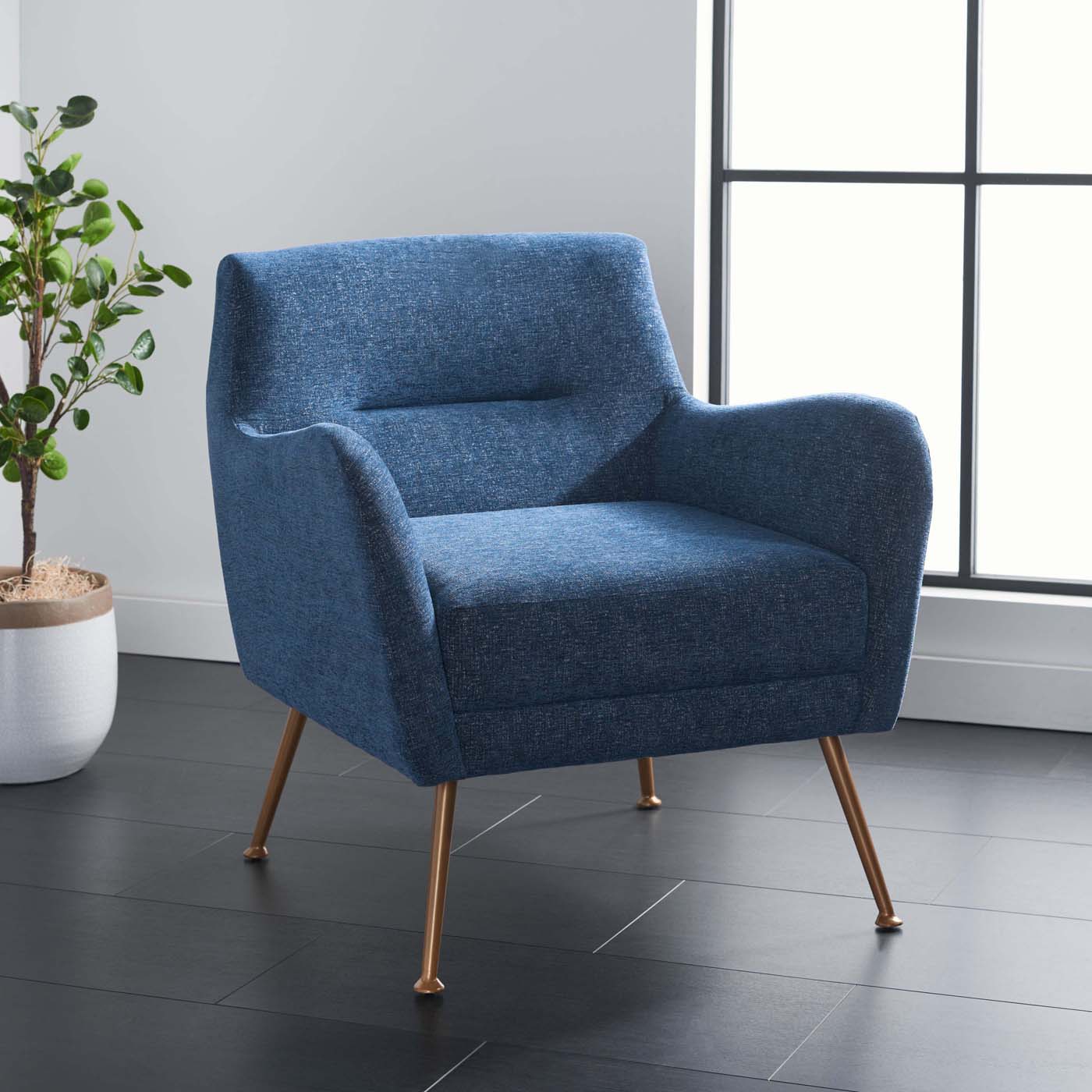 Safavieh Tilbrook Arm Chair , ACH5203 - Navy / Gold