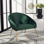 Safavieh Mandi Velvet Accent Chair , ACH6204 - Malachite Green / Gold
