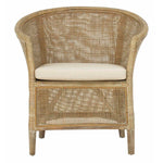 Safavieh Alexana Rattan Armchair , ACH6502 - White Wash/White Cushion