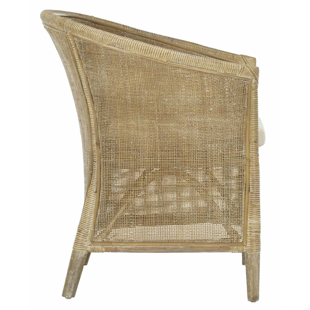 Safavieh Alexana Rattan Armchair , ACH6502 - White Wash/White Cushion