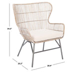 Safavieh Lenu Rattan Accent Chair With Cushion, ACH6510 - Grey White Wash/Black