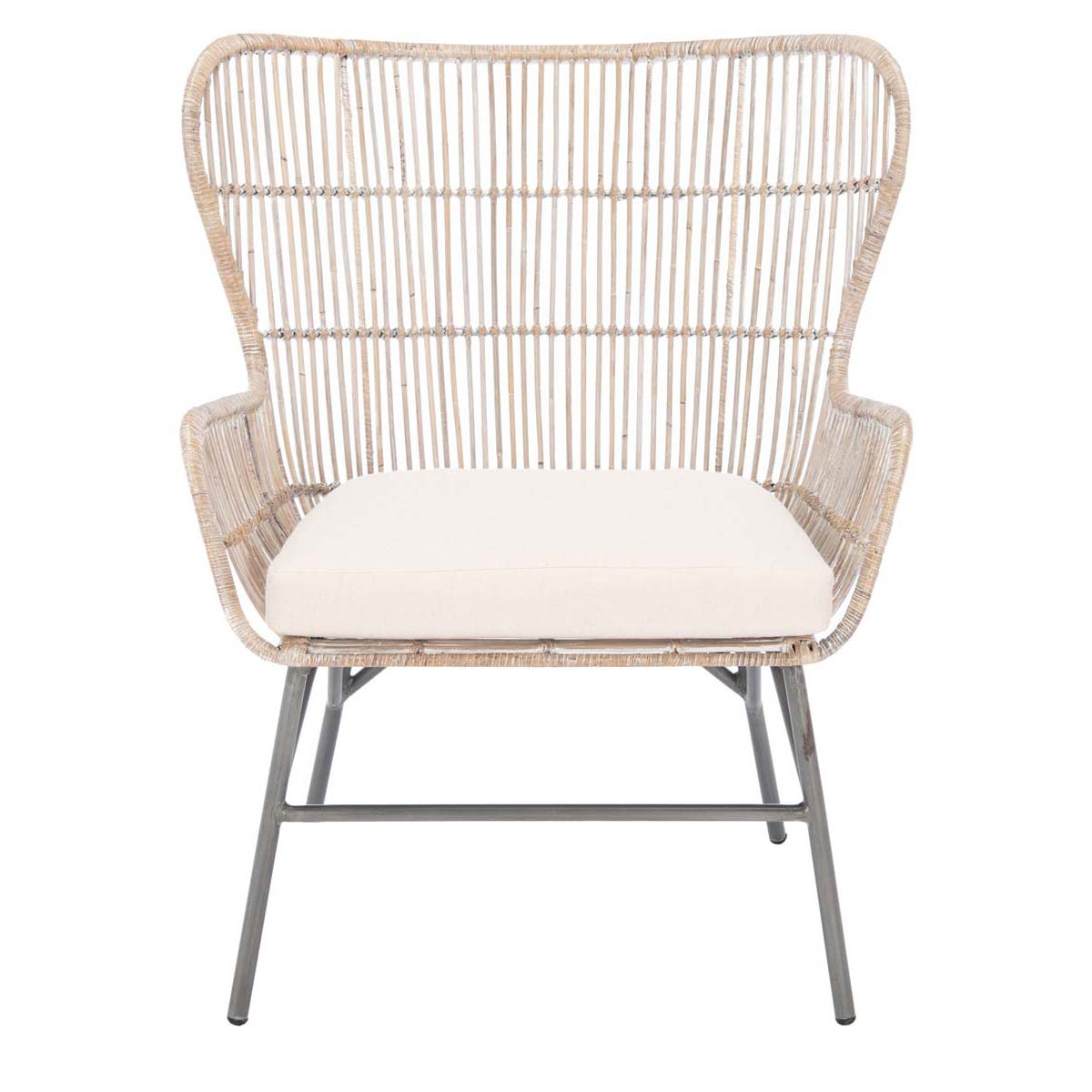 Safavieh Lenu Rattan Accent Chair With Cushion, ACH6510 - Grey White Wash/Black