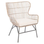 Safavieh Lenu Rattan Accent Chair With Cushion, ACH6510 - Grey White Wash/Black