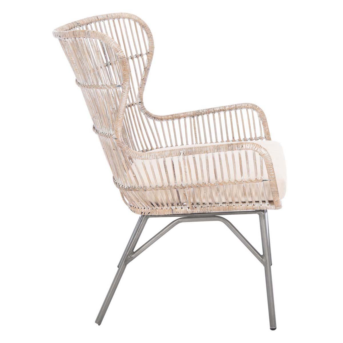 Safavieh Lenu Rattan Accent Chair With Cushion, ACH6510 - Grey White Wash/Black