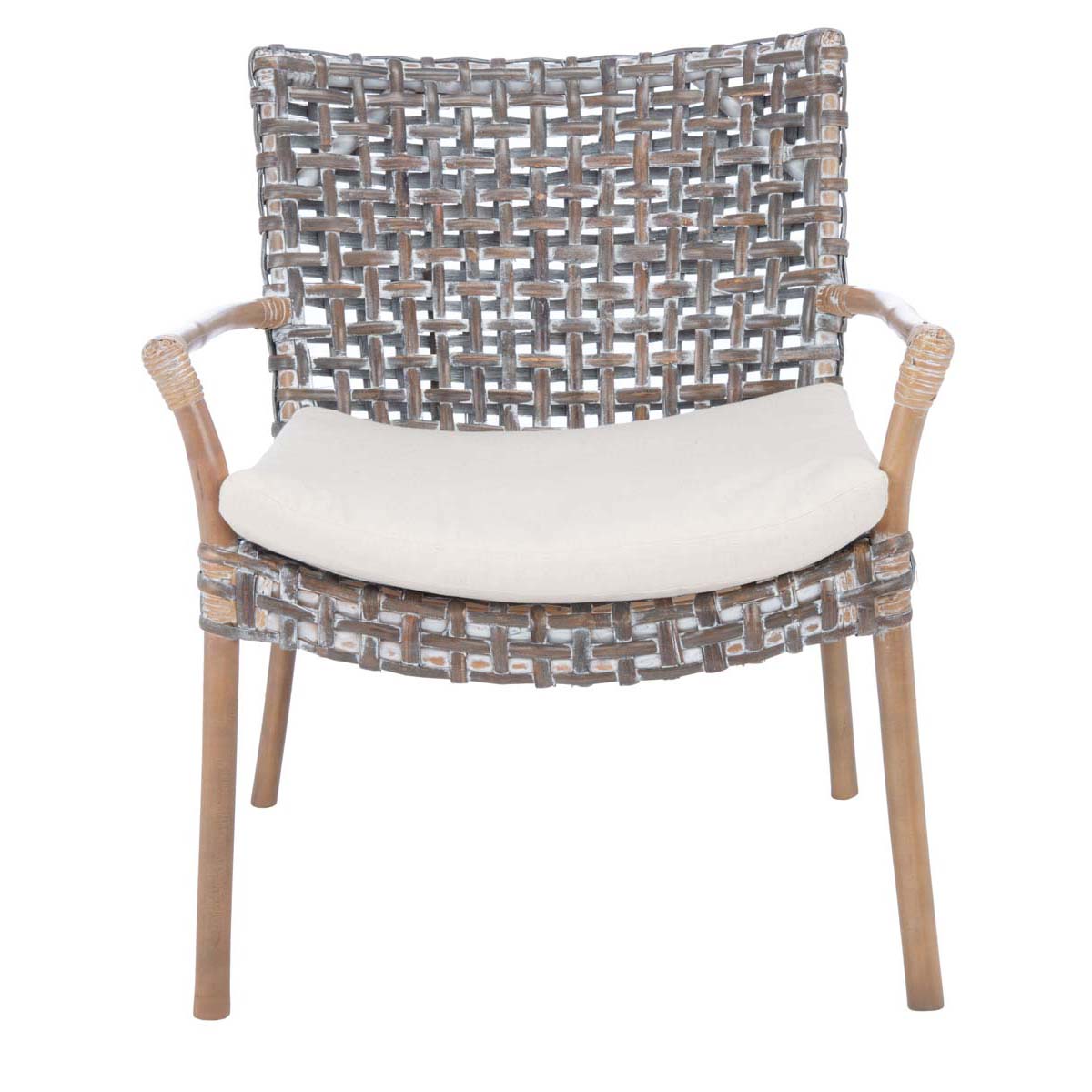 Safavieh Collette Rattan Accent Chair W/ Cushion , ACH6515 - Grey White Wash/ White