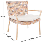 Safavieh Collette Rattan Accent Chair W/ Cushion , ACH6515 - Natural White Wash/ White