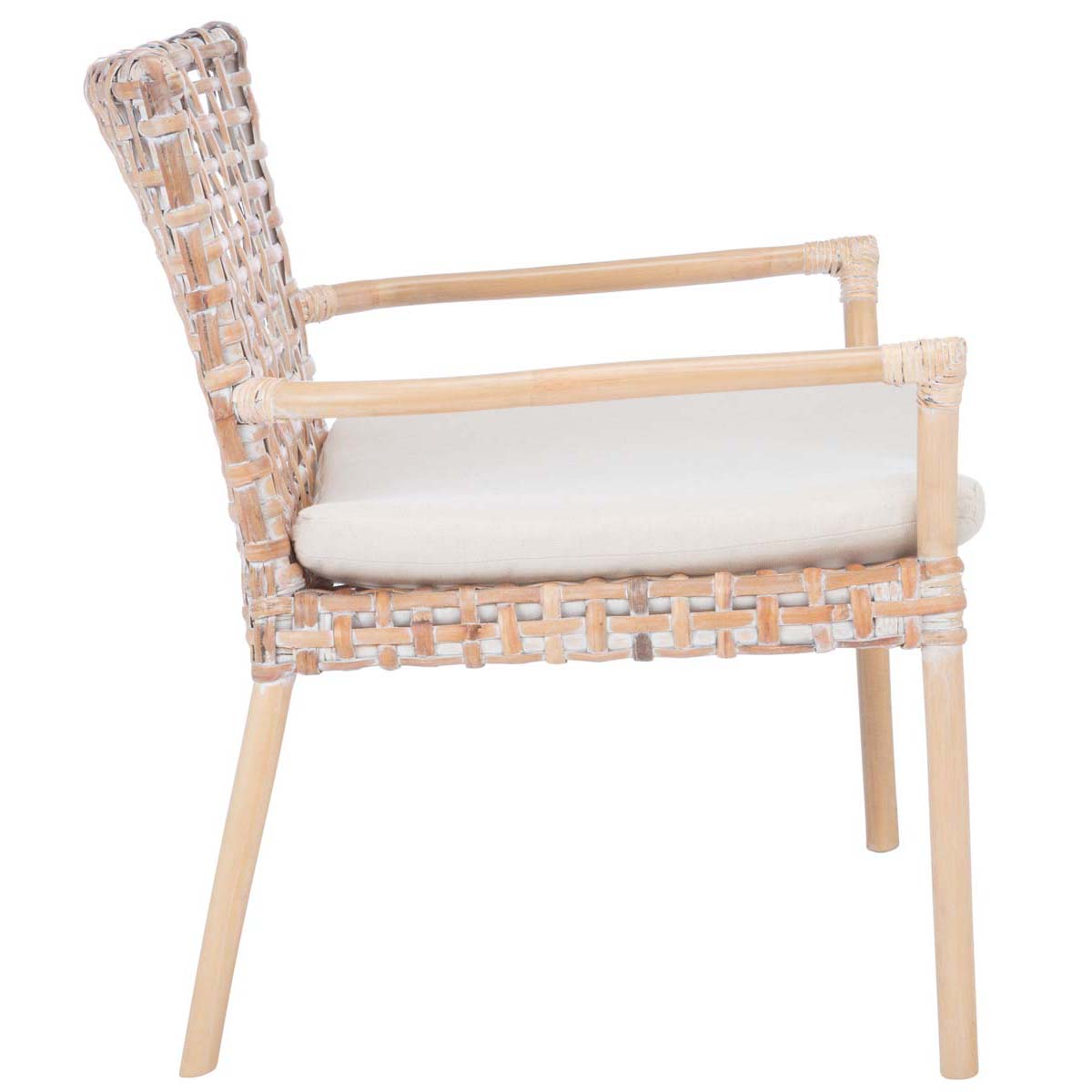 Safavieh Collette Rattan Accent Chair W/ Cushion , ACH6515 - Natural White Wash/ White