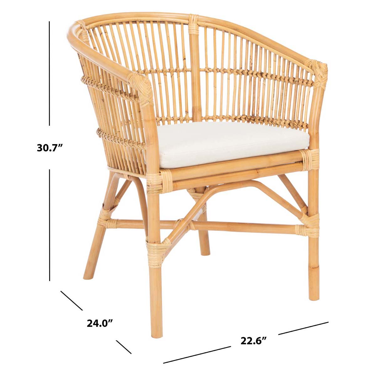 safavieh olivia rattan accent chair with cushion, ach6516 - Natural/White