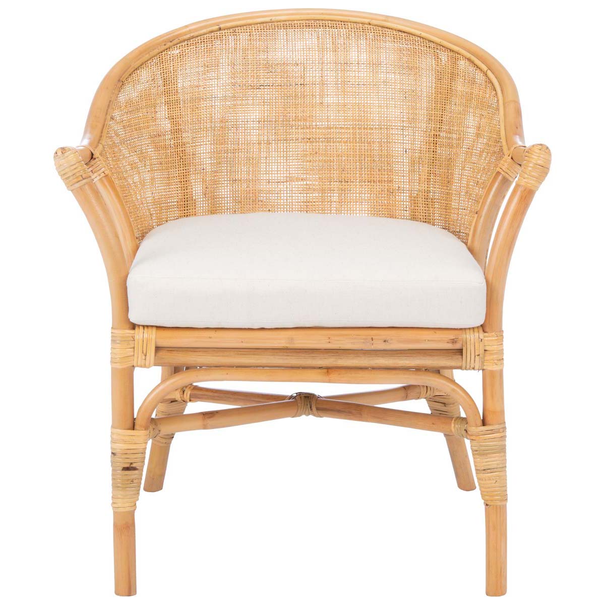 Safavieh Dustin Rattan Accent Chair W/ Cushion , ACH6517 - Natural/White