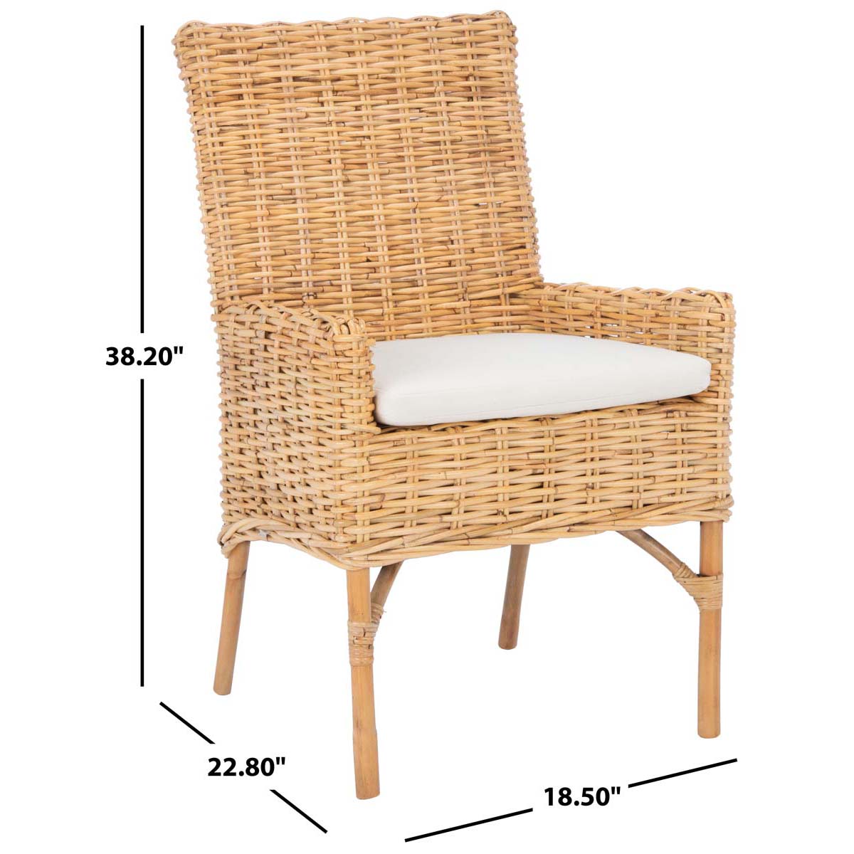 Safavieh Nancy Rattan Accent Chair W/ Cushion , ACH6518 - Natural/White