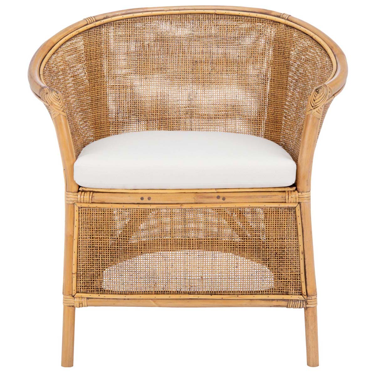 Safavieh Jessica Rattan Accent Chair W/ Cushion , ACH6519 - Honey Brown Wash/White
