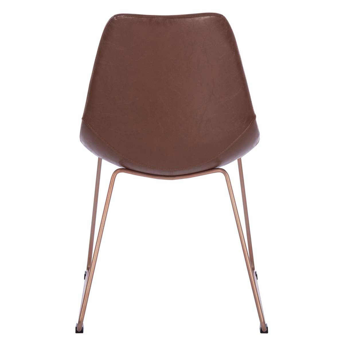 Safavieh Dorian Midcentury Modern Leather Dining Chair, ACH7003 - Light Brown/Brass (Set of 2)