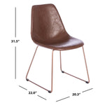 Safavieh Dorian Midcentury Modern Leather Dining Chair, ACH7003 - Light Brown/Brass (Set of 2)