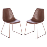Safavieh Dorian Midcentury Modern Leather Dining Chair, ACH7003 - Light Brown/Brass (Set of 2)