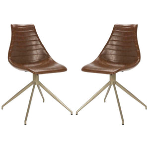 Safavieh Lynette Midcentury Modern Leather Swivel Dining Chair(Set of 2), ACH7006