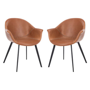 Safavieh Dublin Midcentury Modern Leather Dining Tub Chair(Set of 2), ACH7007
