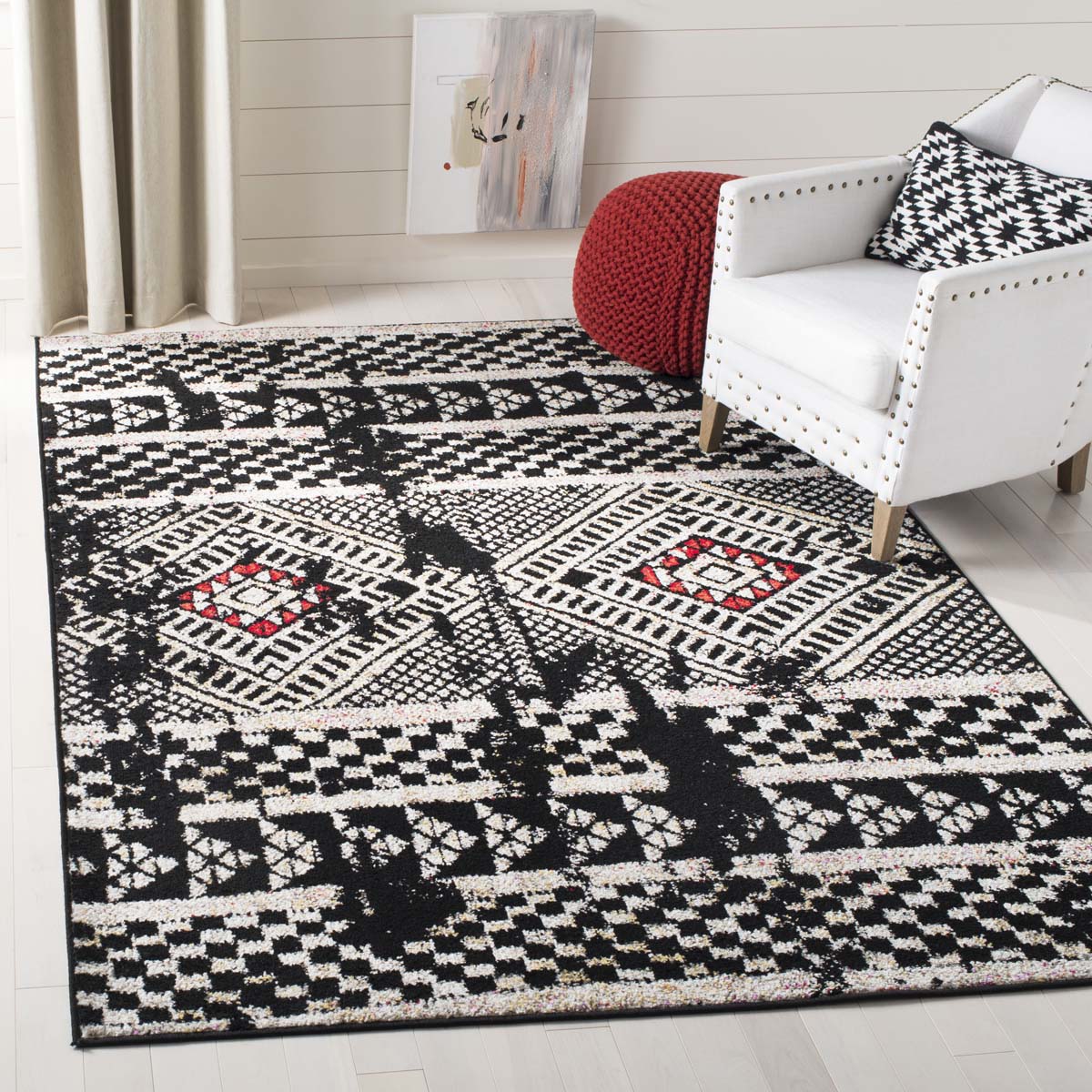 Safavieh Adirondack 202 Rug, ADR202 - BLACK / LIGHT GREY