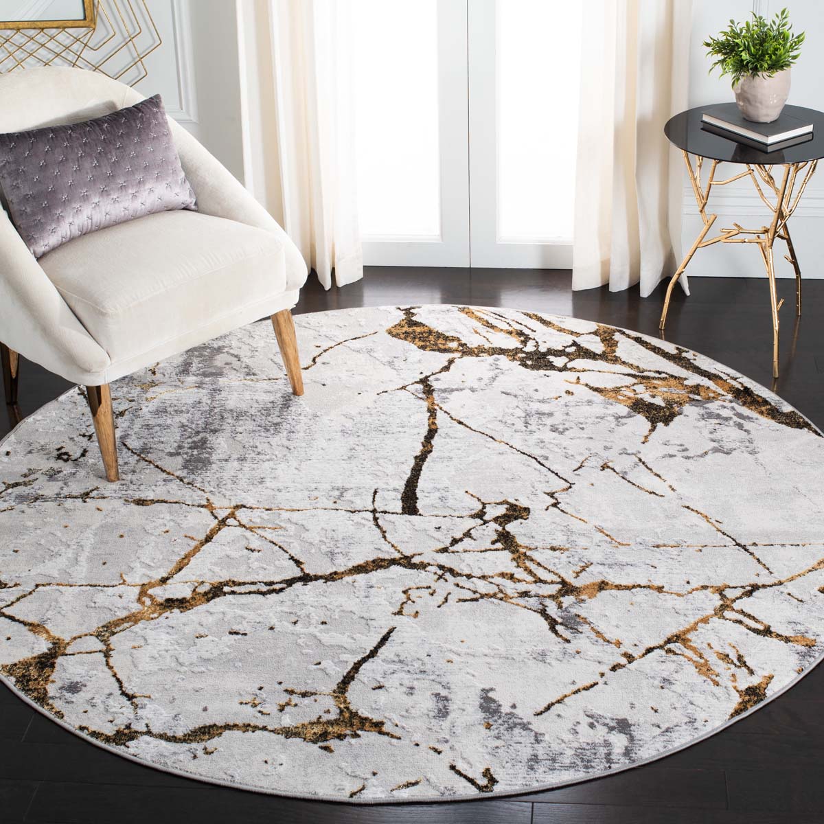 Safavieh Amelia 293 Rug, Grey, ALA293 - Grey / Gold