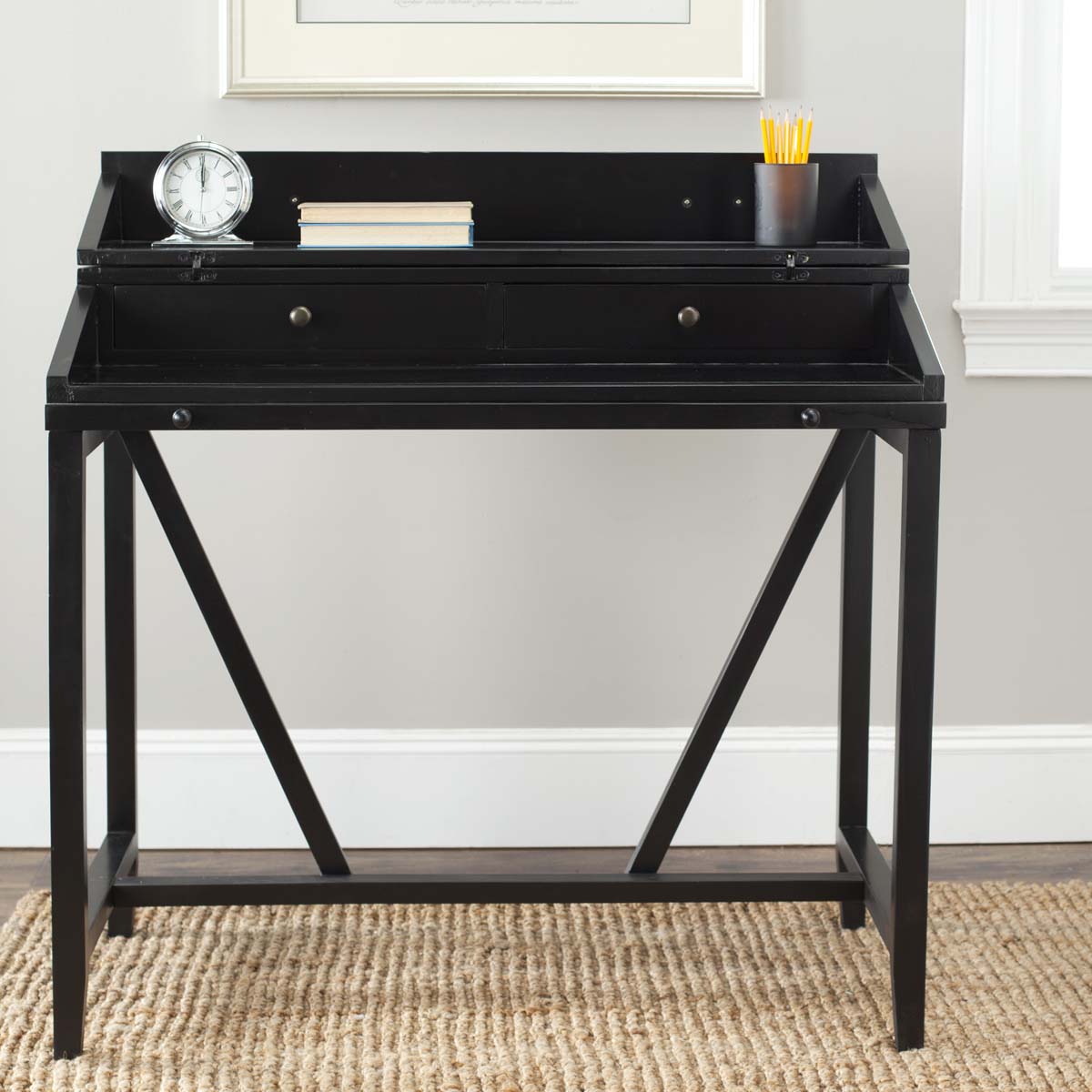 Safavieh Wyatt Writing Desk W/Pull Out , AMH6509 - Black