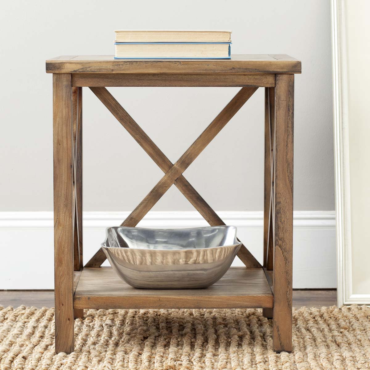 Safavieh Candence Cross Back End Table , AMH6523 - Oak