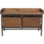 Safavieh Noah 2 Drawer Wooden Storage Bench , AMH6528 - Antique Pewter/Oak