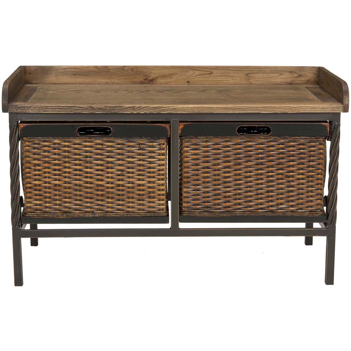 Safavieh Noah 2 Drawer Wooden Storage Bench , AMH6528 - Antique Pewter/Oak