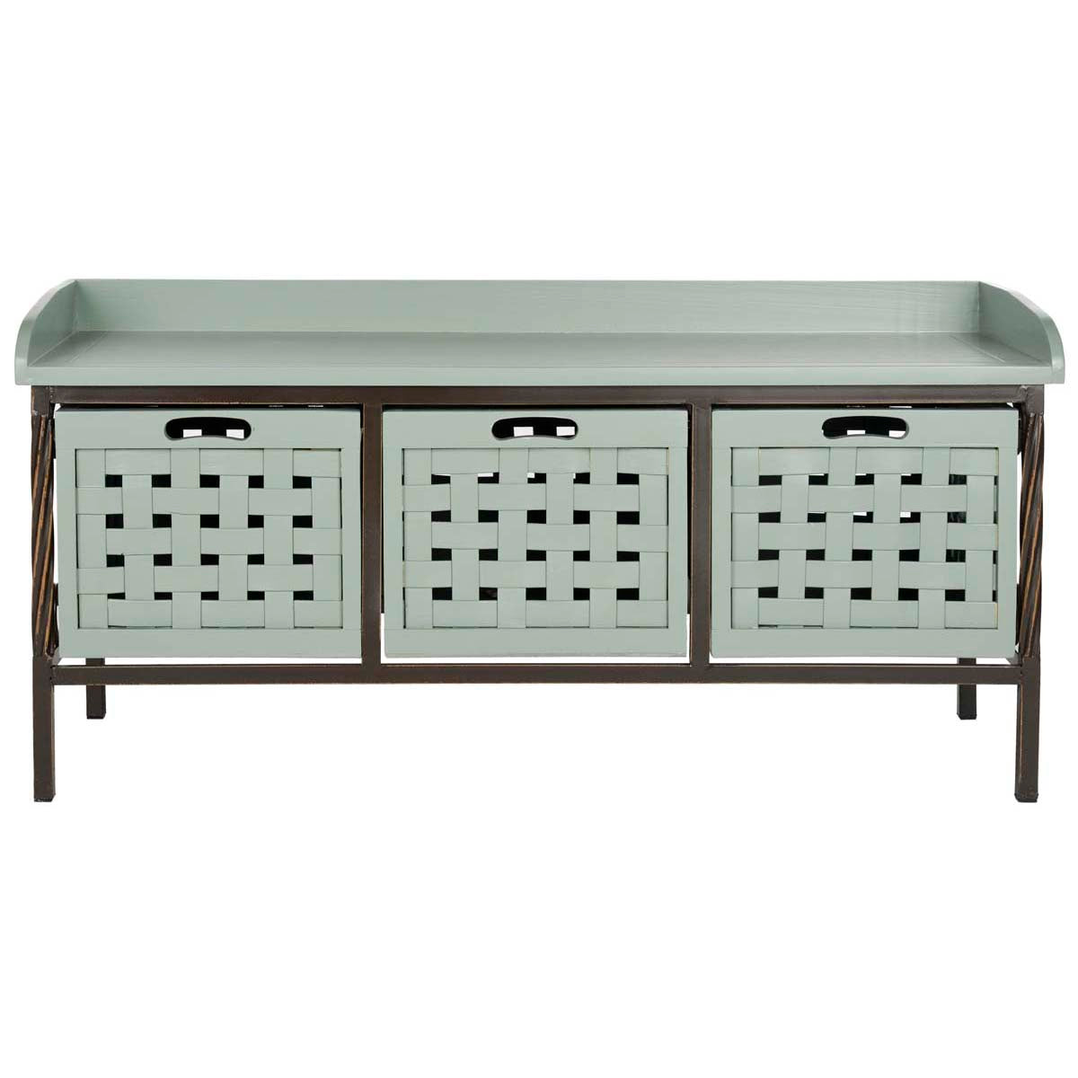 Safavieh Isaac 3 Drawer Wooden Storage Bench , AMH6530 - Dusty Green