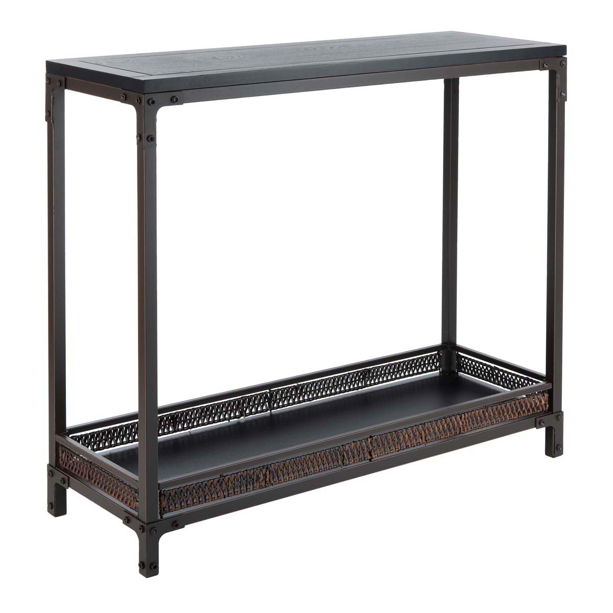 Safavieh Dinesh Console With Storage Shelf , AMH6548 - Black/Dark Walnut