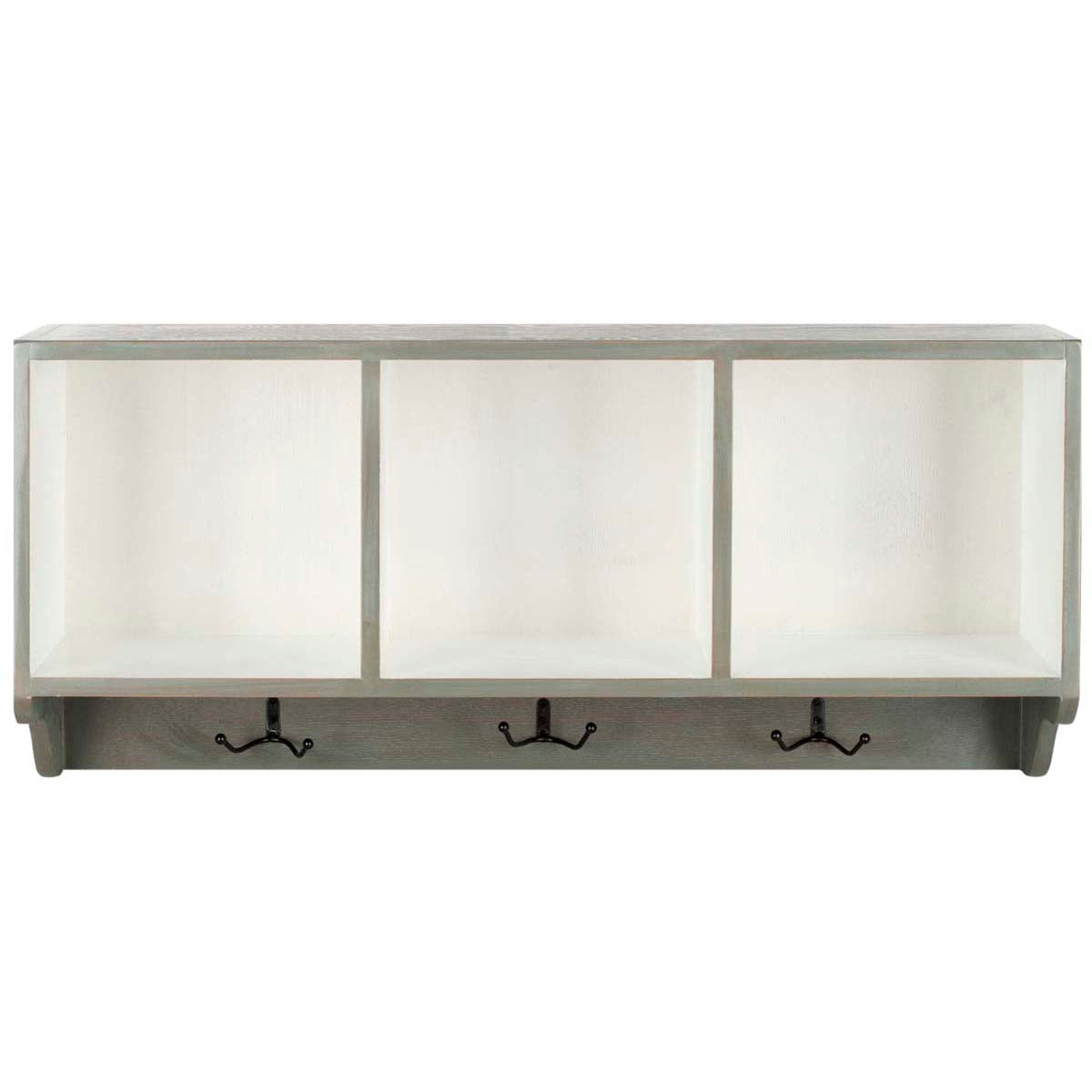 Safavieh Alice Wall Shelf With Storage Compartments , AMH6566 - Ash Grey/White
