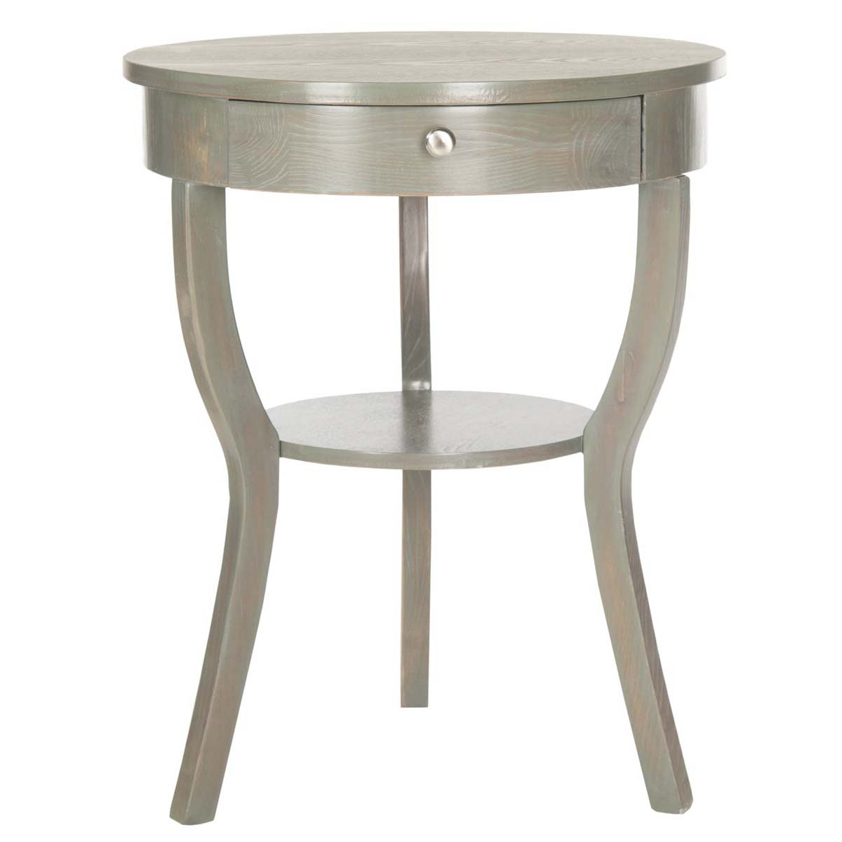 Safavieh Kendra Round Pedestal End Table W/ Drawer , AMH6620 - Ash Grey