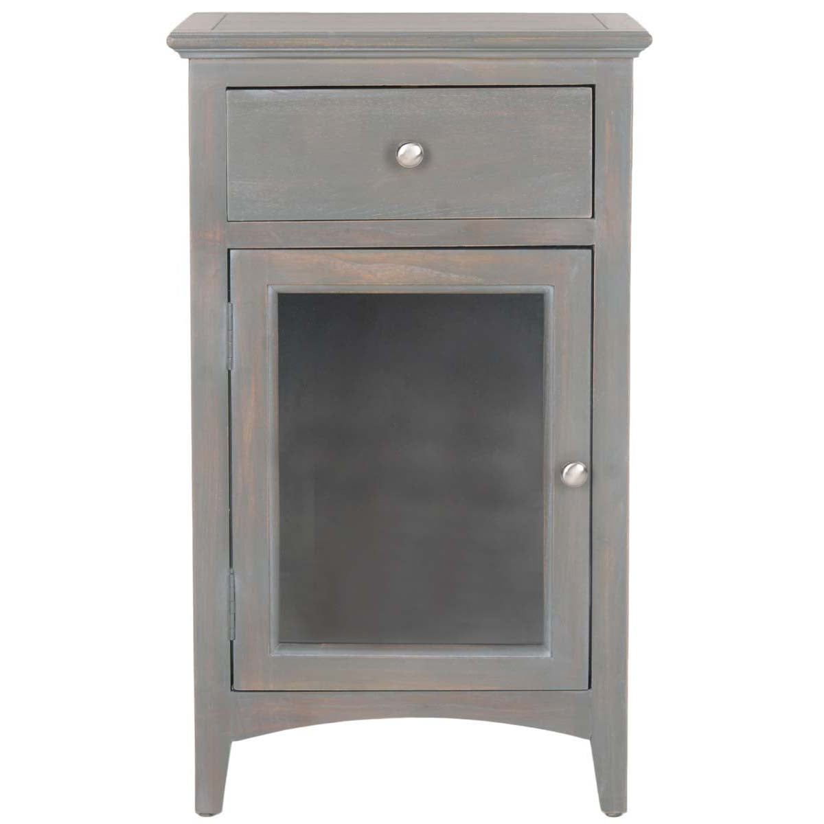 Safavieh Ziva One Drawer Nightstand With Glass Cabinet , AMH6630 - Ash Grey